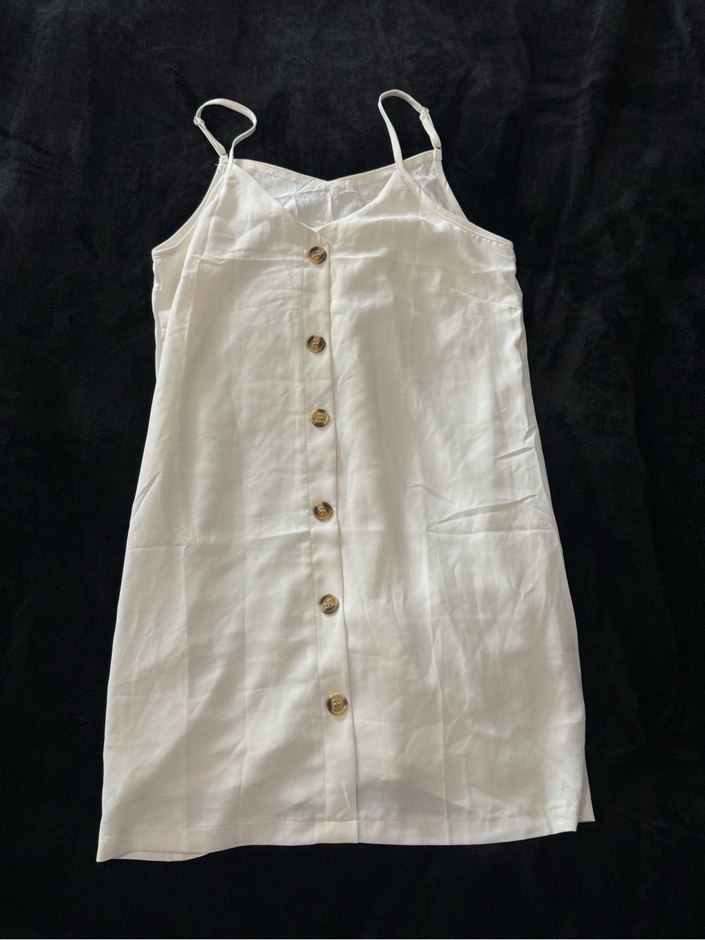White Button-Front Spaghetti Strap Dress